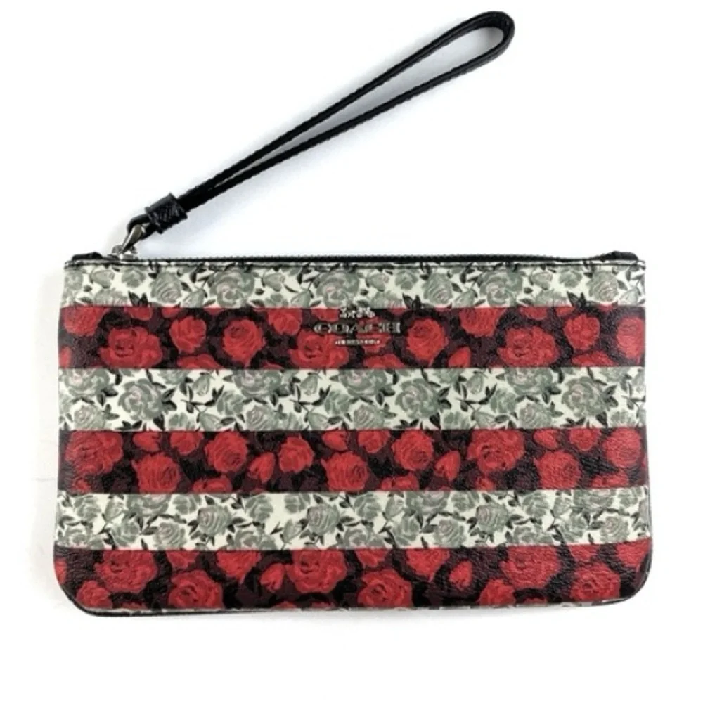 Coach Wristlet Large 8”  Rose Queen Print NWOT